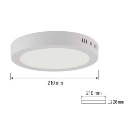 Світлодіодний LED світильник 18W 6400K 1300Lm 210мм чорний круглий