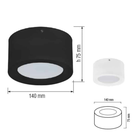 Світлодіодний LED світильник 10W 4200K 700Lm 140х75мм чорний круглий