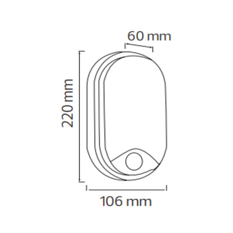 Світлодіодний LED світильник стельовий 15W IP54 3ССТ 1200Lm з датчиком руху 220х106мм овал чорний