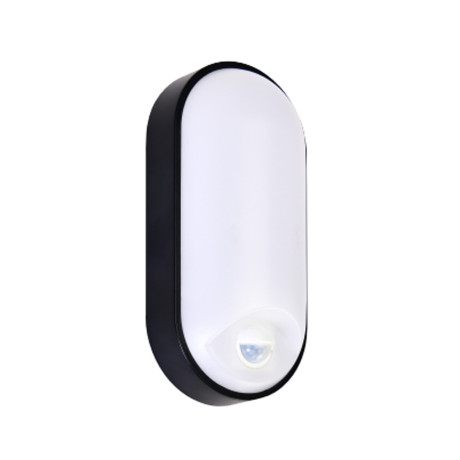 Світлодіодний LED світильник стельовий 15W IP54 3ССТ 1200Lm з датчиком руху 220х106мм овал чорний