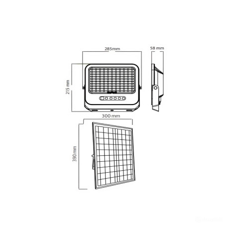 Світлодіодний LED прожектор на сонячній панелі 200W 1700Lm 3CCT IP65 чорний