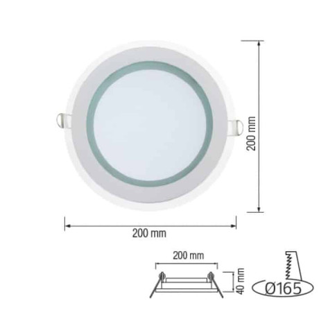 Світлодіодний LED світильник 15W 4200K 1150Lm врізний d-200мм білий круглий