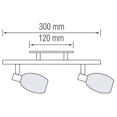 Світильник стельовий під лампу 2xE14 300mm кольору хром