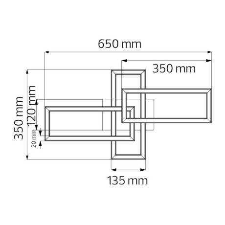 Світлодіодний LED світильник 24W 4000K 1200Lm 650x350мм чорний