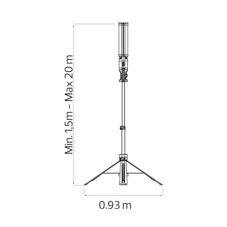 Стійка з прожекторами 5000K 2*40W 2*4300Lm IP54 2000мм. двійна з розеткою+вимикач