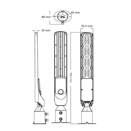 Світлодіодний LED прожектор консольний поворотний 100W 6400K 12000Lm IP65 76.3x596.7мм чорний