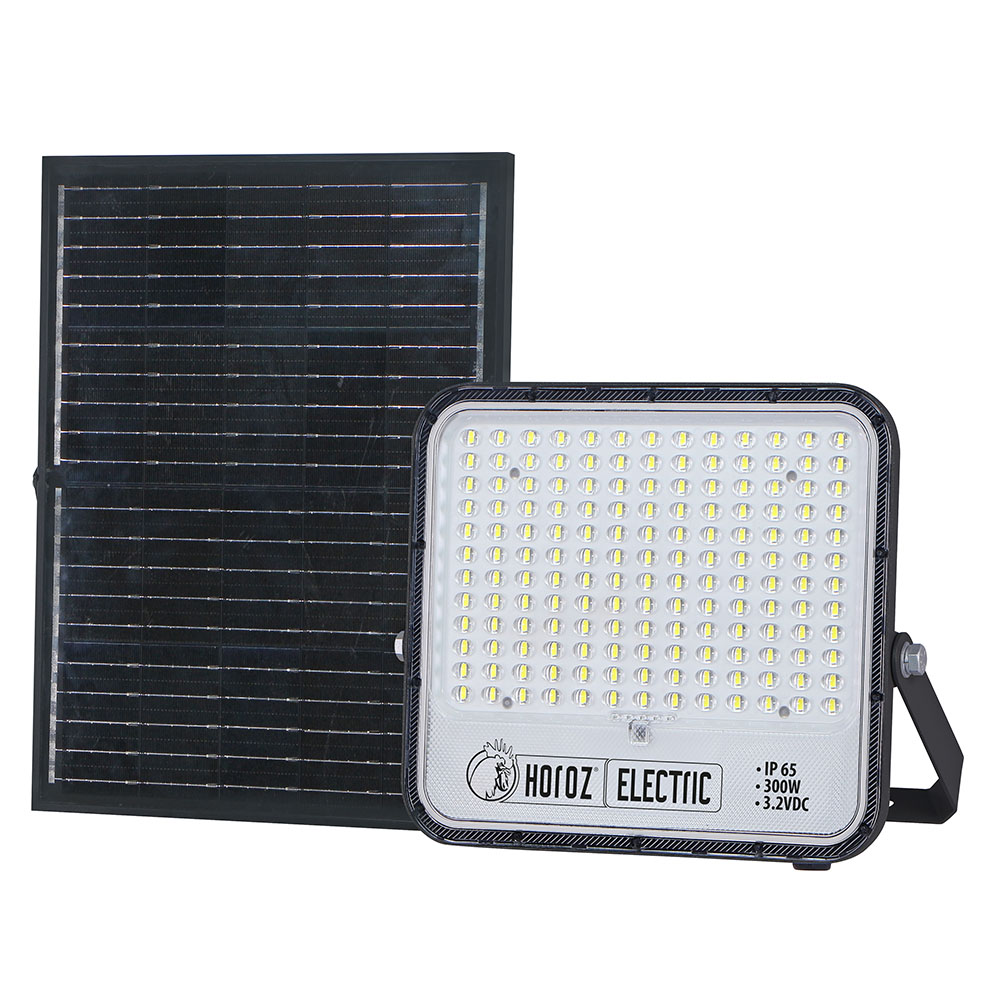 Світлодіодний LED прожектор на сонячній панелі 300W 4200Lm 6400K IP65 чорний