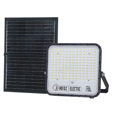 Світлодіодний LED прожектор на сонячній панелі 300W 4200Lm 6400K IP65 чорний