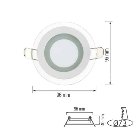 Світлодіодний LED світильник 6W 6400K 480Lm врізний d-96мм білий круглий