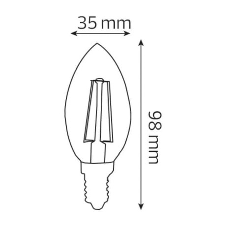 Світлодіодна LED лампа філамент 6W свічка Е14 700Lm 2700К