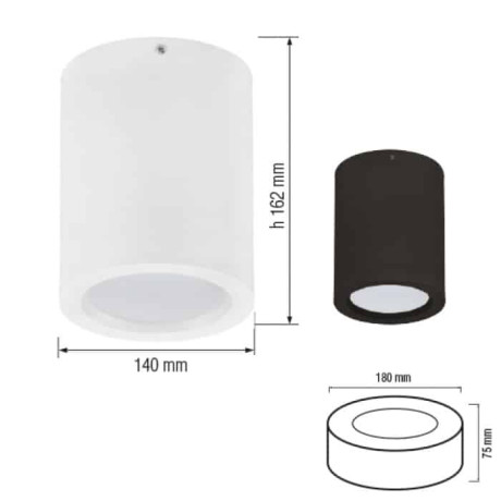 Світлодіодний LED світильник 10W 4200K 700Lm 140х162мм чорний круглий