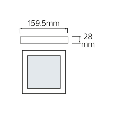 Світлодіодний LED світильник 12W 6400K 840Lm 159мм чорний квадратний