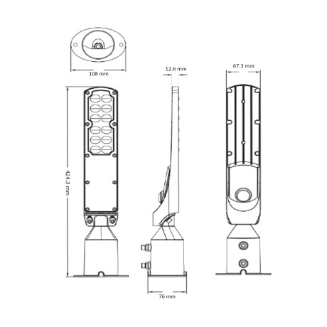 Світлодіодний LED прожектор консольний поворотний 30W 6400K 3600Lm IP65 424x67мм чорний