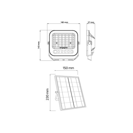Світлодіодний LED прожектор на сонячній панелі 50W 700Lm 3CCT IP65 чорний