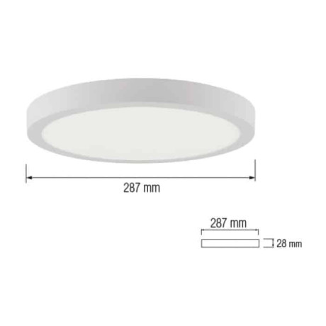 Світлодіодний LED світильник 28W 6400K 1960Lm 287мм чорний круглий