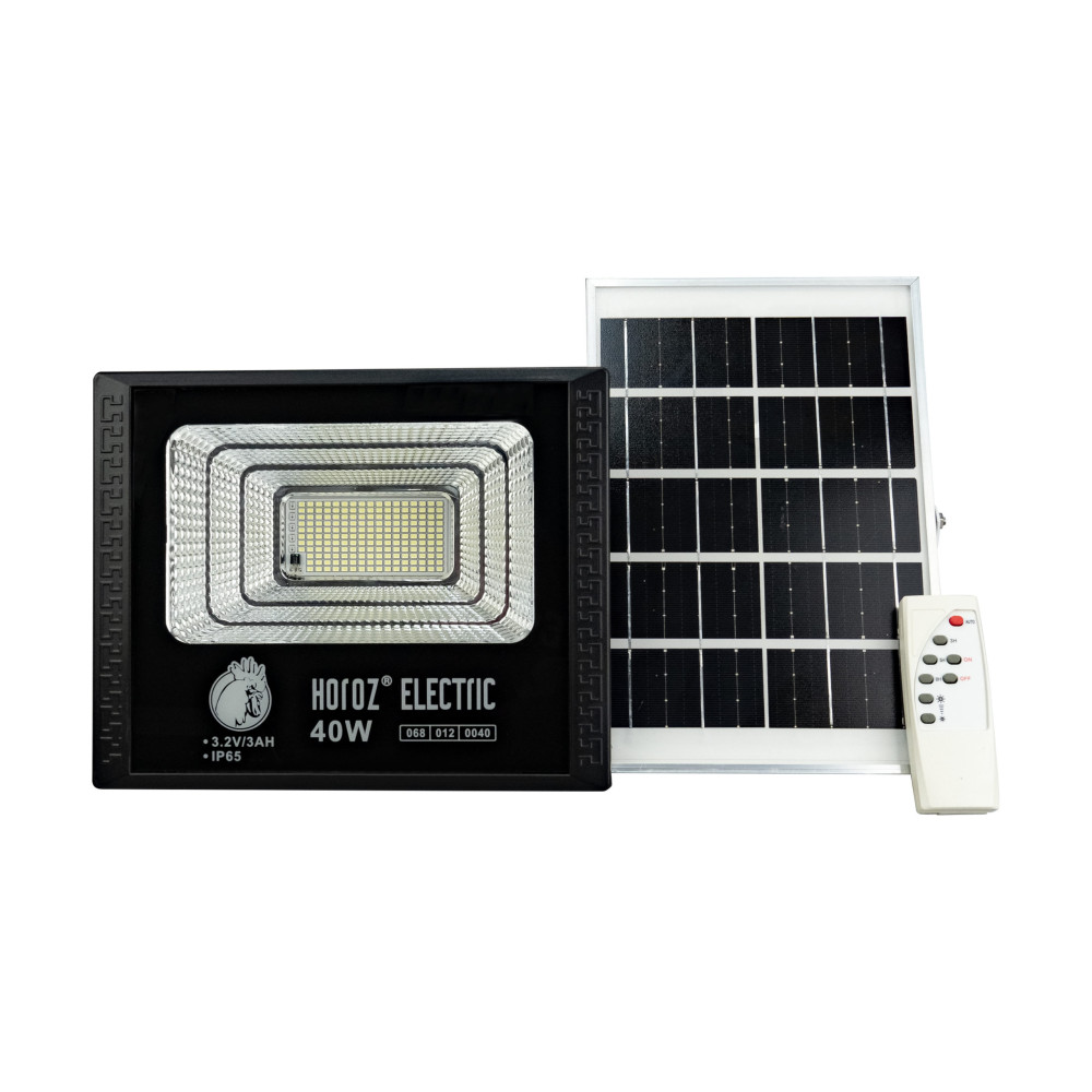 Світлодіодний LED прожектор на сонячній панелі 40W 840Lm 6400K IP65 чорний