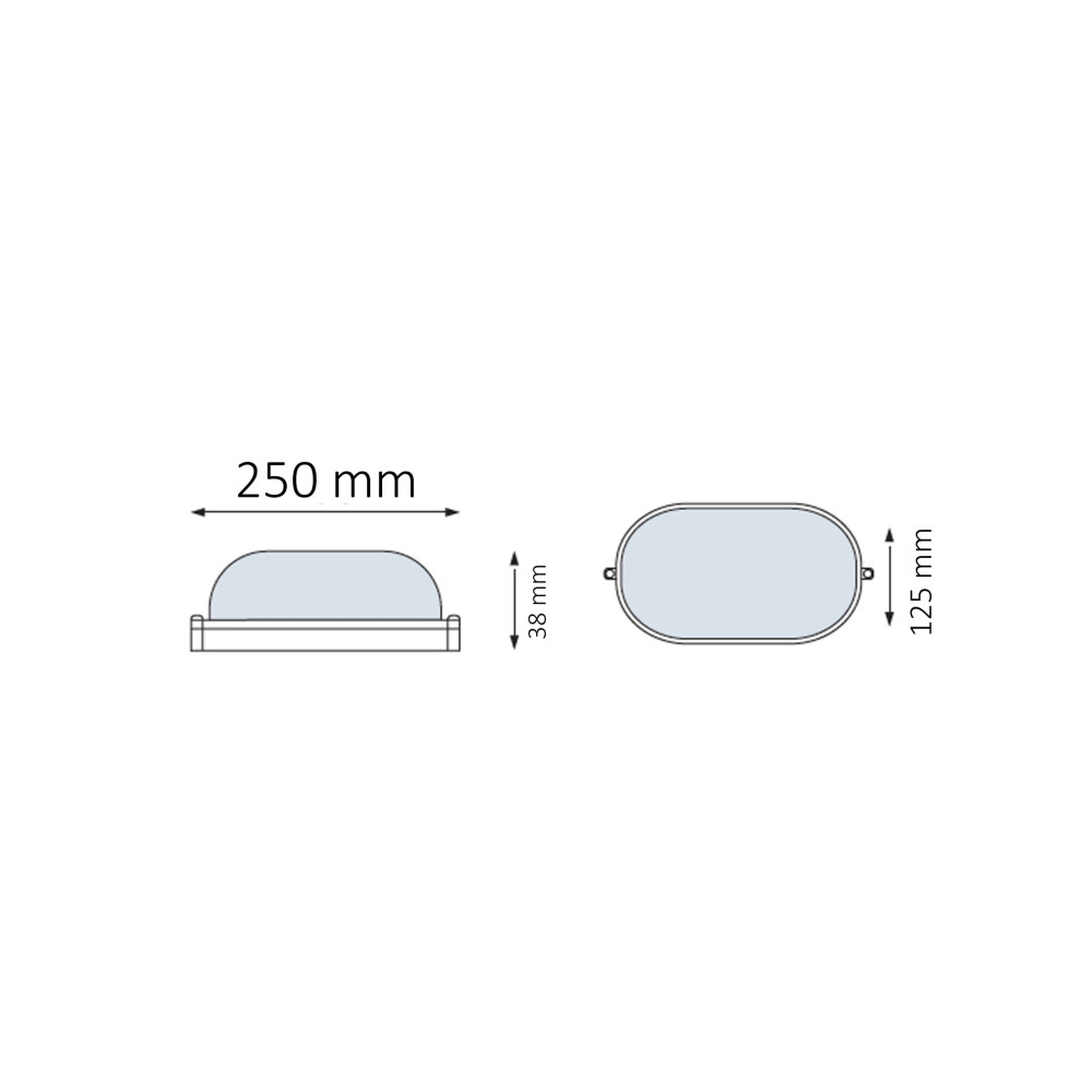 Світлодіодний LED світильник стельовий 24W ІР65 6400K 2400Lm 250х125мм овальний білий Світлодіодний LED світильник стельовий 24W ІР65 6400K 2400Lm 250х125мм овальний білий