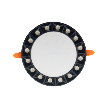 Світлодіодний LED світильник 20W 3000K-6500К 2078Lm врізний d-175мм чорий круглий