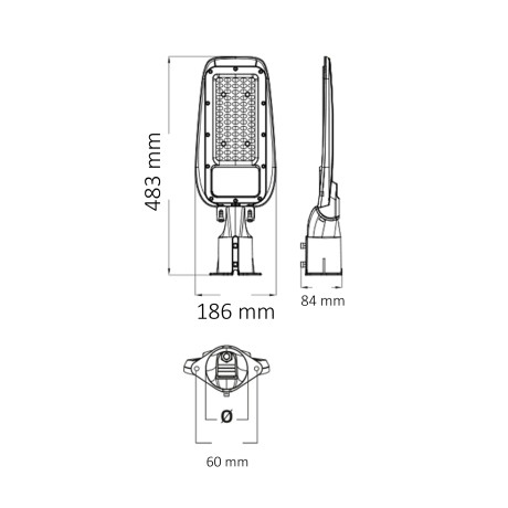 Світлодіодний LED прожектор консольний поворотний 100W 6400K 11700Lm IP65 483x186мм чорний