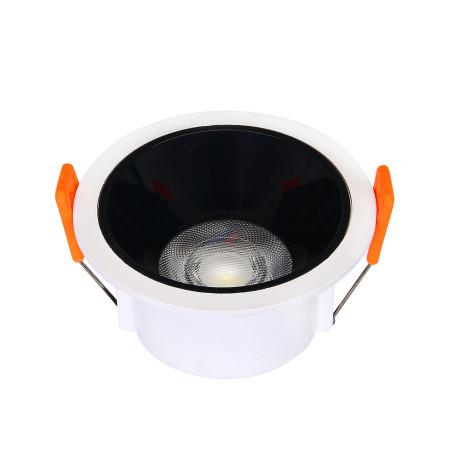 Світлодіодний LED світильник 6W 6400K 480Lm врізний d-90мм білий+чорний круглий