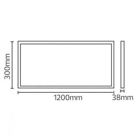 Світлодіодна LED панель 48W 6400K 4400Lm накладна 300x1200x38мм біла