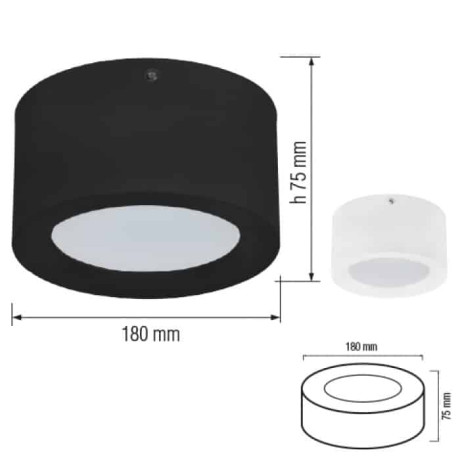 Світлодіодний LED світильник 15W 4200K 1050Lm 180х75мм чорний круглий