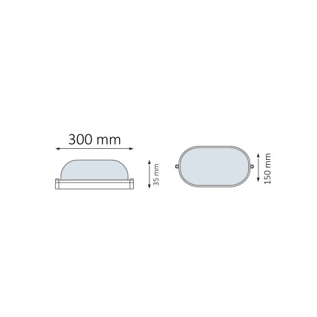 Світлодіодний LED світильник стельовий 36W ІР65 6400K 3600Lm 300х150мм овальний білий