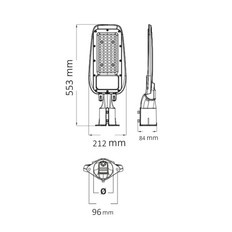 Світлодіодний LED прожектор консольний поворотний 150W 6400K 17600Lm IP65 553x212мм чорний