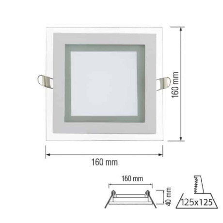 Світлодіодний LED світильник 12W 4200K 744Lm врізний 160мм білий квадратний