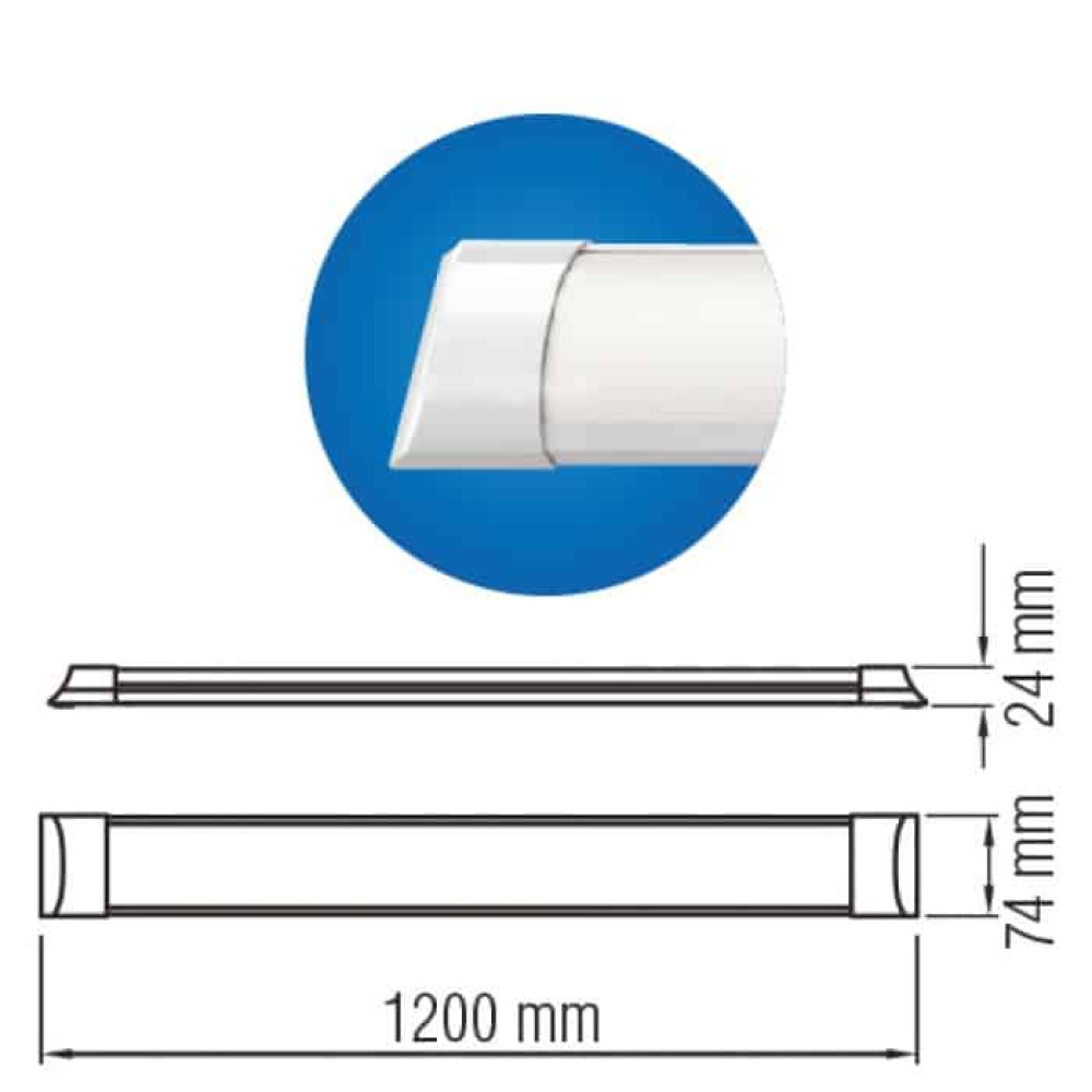 Світлодіодний LED світильник лінійний 54W 6400К 3780Lm 1200мм білий Світлодіодний LED світильник лінійний 54W 6400К 3780Lm 1200мм білий