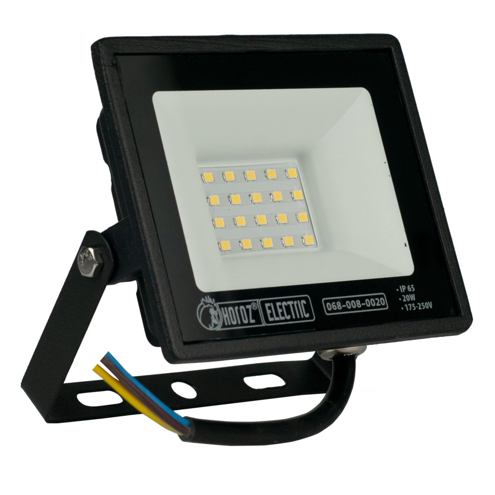 Світлодіодний LED прожектор 20W 6400K 1600Lm IP65 чорний