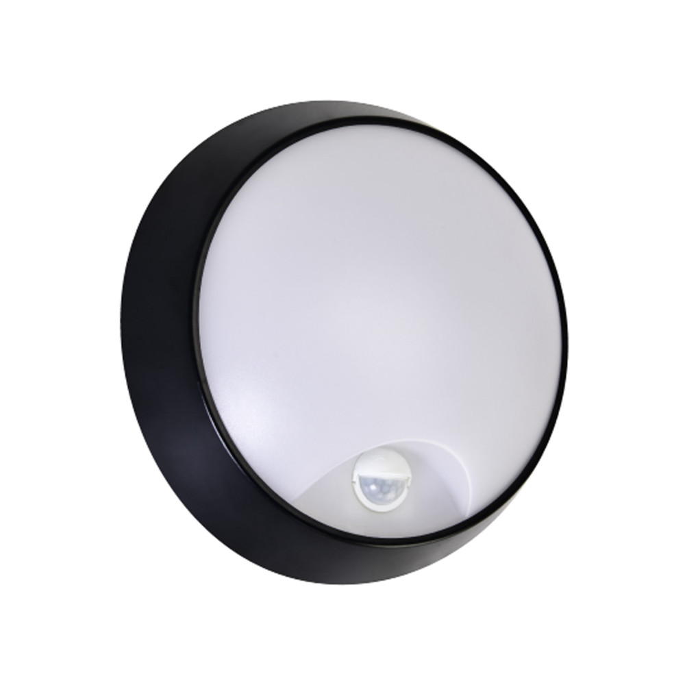 Світлодіодний LED світильник стельовий 20W IP54 3ССТ 1600Lm з датчиком руху 220х80мм круглий чорний