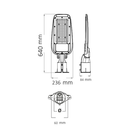 Світлодіодний LED прожектор консольний поворотний 200W 6400K 23550Lm IP65 640x236мм чорний