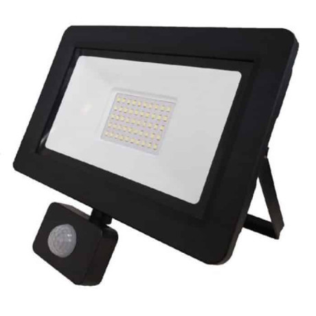 Світлодіодний LED прожектор з датчиком руху 50W 6400K 4000Lm IP65 чорний