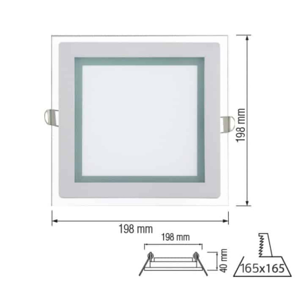 Світлодіодний LED світильник 15W 6400K 1150Lm врізний 198мм білий квадратний Світлодіодний LED світильник 15W 6400K 1150Lm врізний 198мм білий квадратний