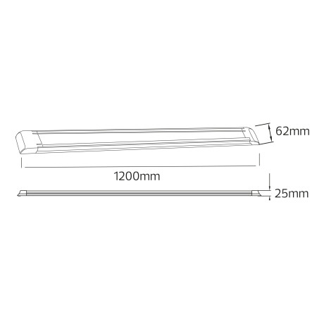 Світлодіодний LED світильник лінійний 60W 6400К 4500Lm 1200мм чорний