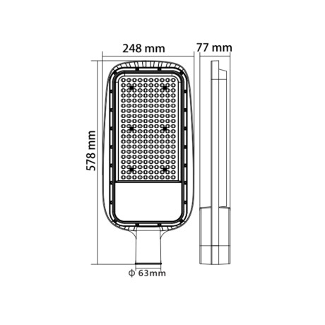 Світлодіодний LED прожектор консольний 200W 6400K 24000Lm IP65 578x248мм сірий