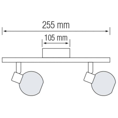 Світильник стельовий під лампу 2xE14 255mm матовий хром