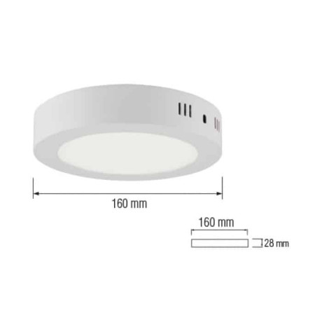 Світлодіодний LED світильник 12W 6400K 840Lm 160мм білий круглий