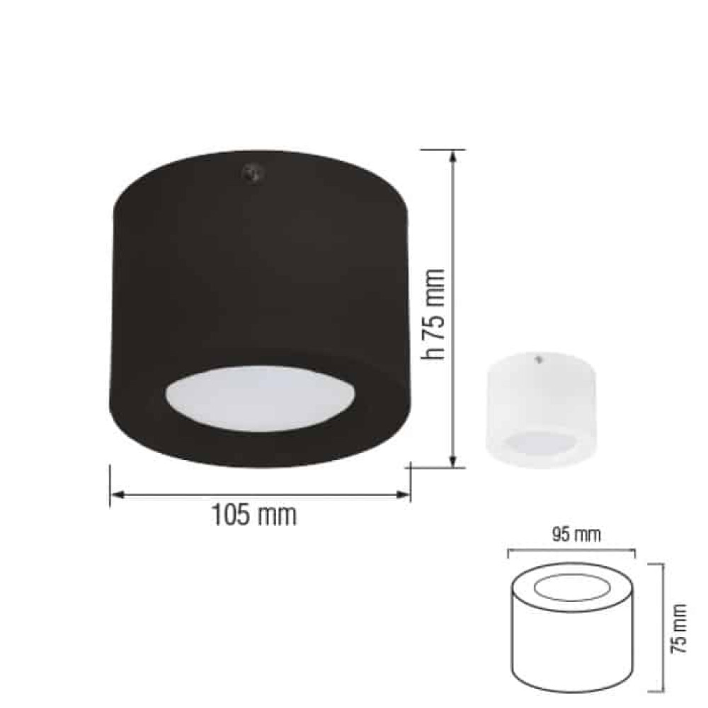 Світлодіодний LED світильник 5W 4200K 350Lm 105х75мм чорний круглий Світлодіодний LED світильник 5W 4200K 350Lm 105х75мм чорний круглий