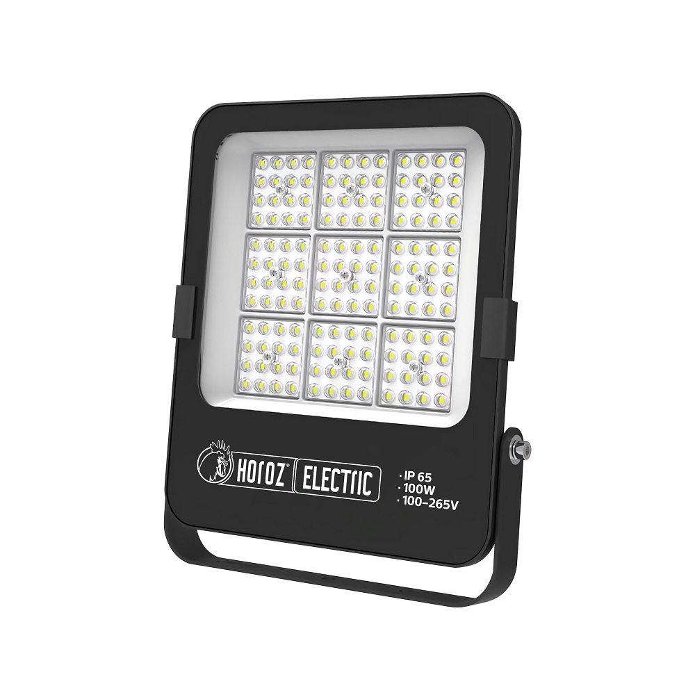 Світлодіодний LED прожектор 100W 6400K 12000Lm IP65 чорний 280х240мм