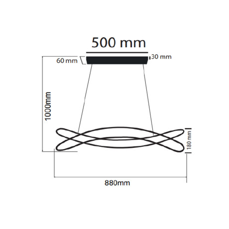 Світлодіодний LED світильник 100W 3CCT 7000Lm 880мм димируючий + пульт чорний