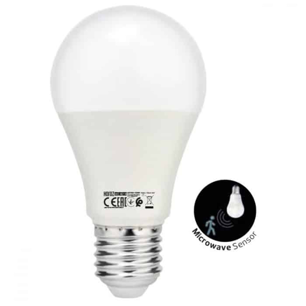 Світлодіодна LED лампа з датчиком руху(5-8м) А60 10W E27 1032Lm 6400K