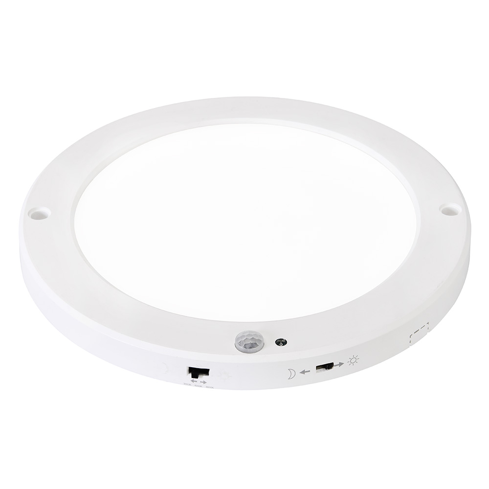 Світлодіодний LED світильник 18W 3ССТ 1530Lm накладний/врізний з датчиком руху 220х23мм білий круглий