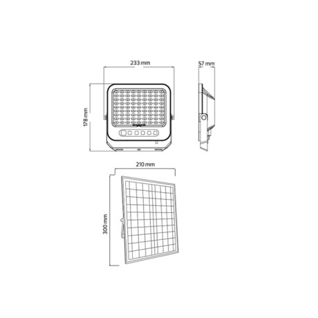 Світлодіодний LED прожектор на сонячній панелі 100W 1100Lm 3CCT IP65 чорний