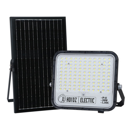 Світлодіодний LED прожектор на сонячній панелі 200W 2750Lm 6400K IP65 чорний