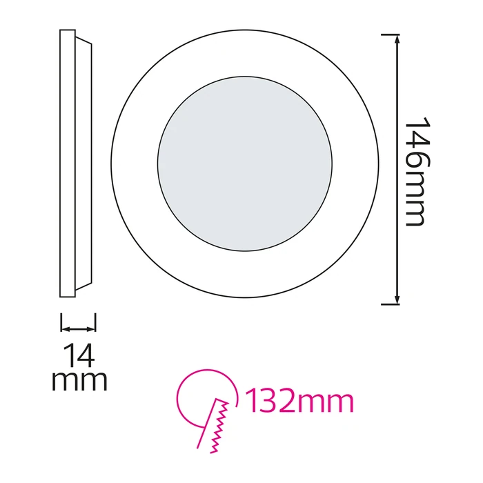 Світлодіодна LED панель 9W 4200K 540Lm врізна d-146мм кругла біла Світлодіодна LED панель 9W 4200K 540Lm врізна d-146мм кругла біла