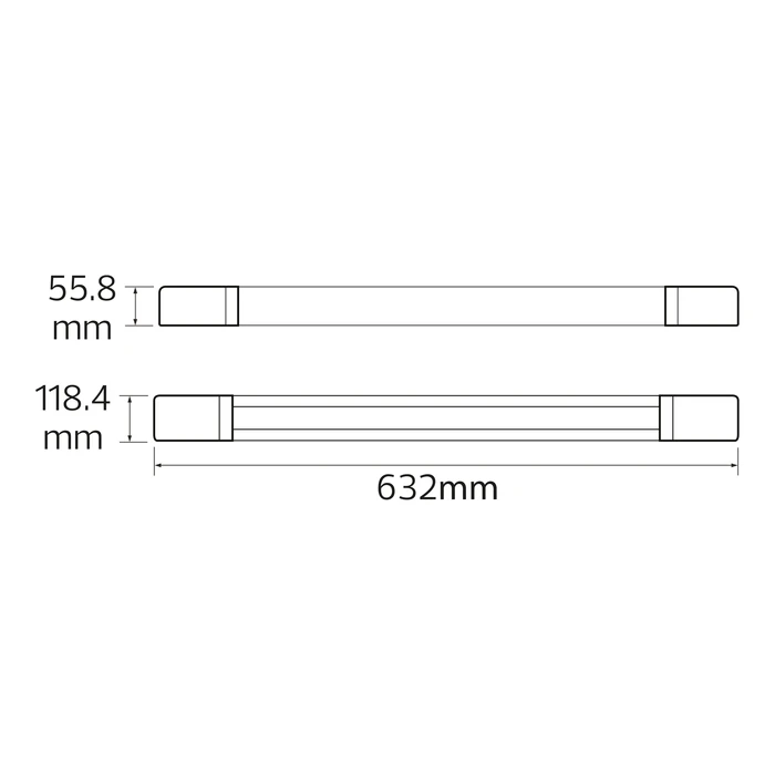 Світлодіодний LED світильник вологозахищений 36W 6400K 2880Lm IP65 632x118,4мм білий