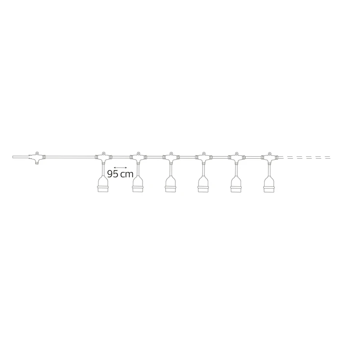 Гірлянда садова E27 220V 10 ламп 2*0,94mm IP44 10м чорна