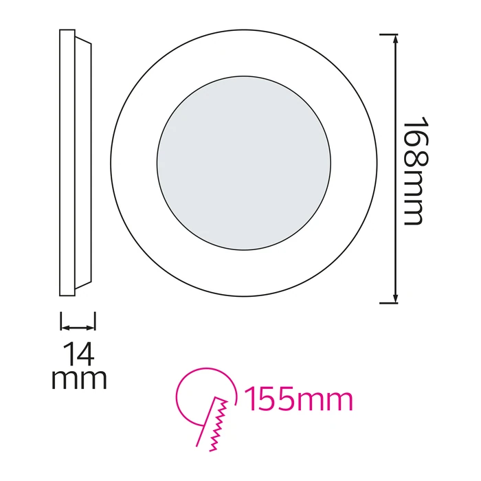Світлодіодна LED панель 12W 6400K 660Lm врізна d-168мм кругла біла